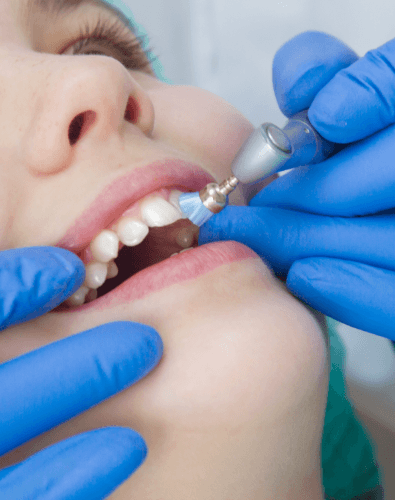 Patient receiving fluoride treatment