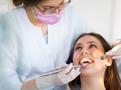Woman getting a general dentistry procedure