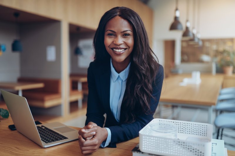 Woman smiling at the workplace