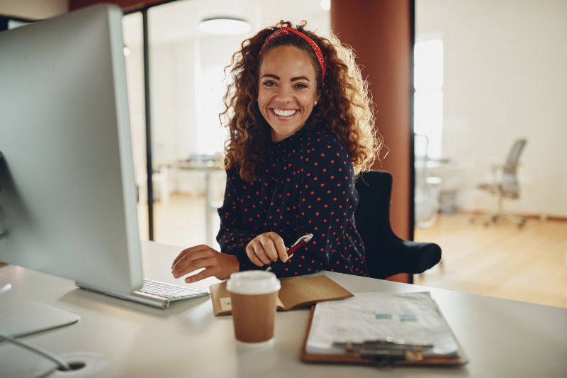 Woman smiling at work