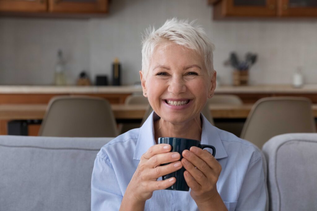 Woman sitting on a couch