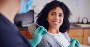 Mother at her dental checkup